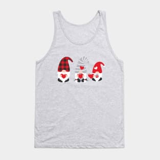 Gnome family, Three Gnomes Holding Hearts, Valentine's Day, Valentine ,Valentine Shirt Design Tank Top